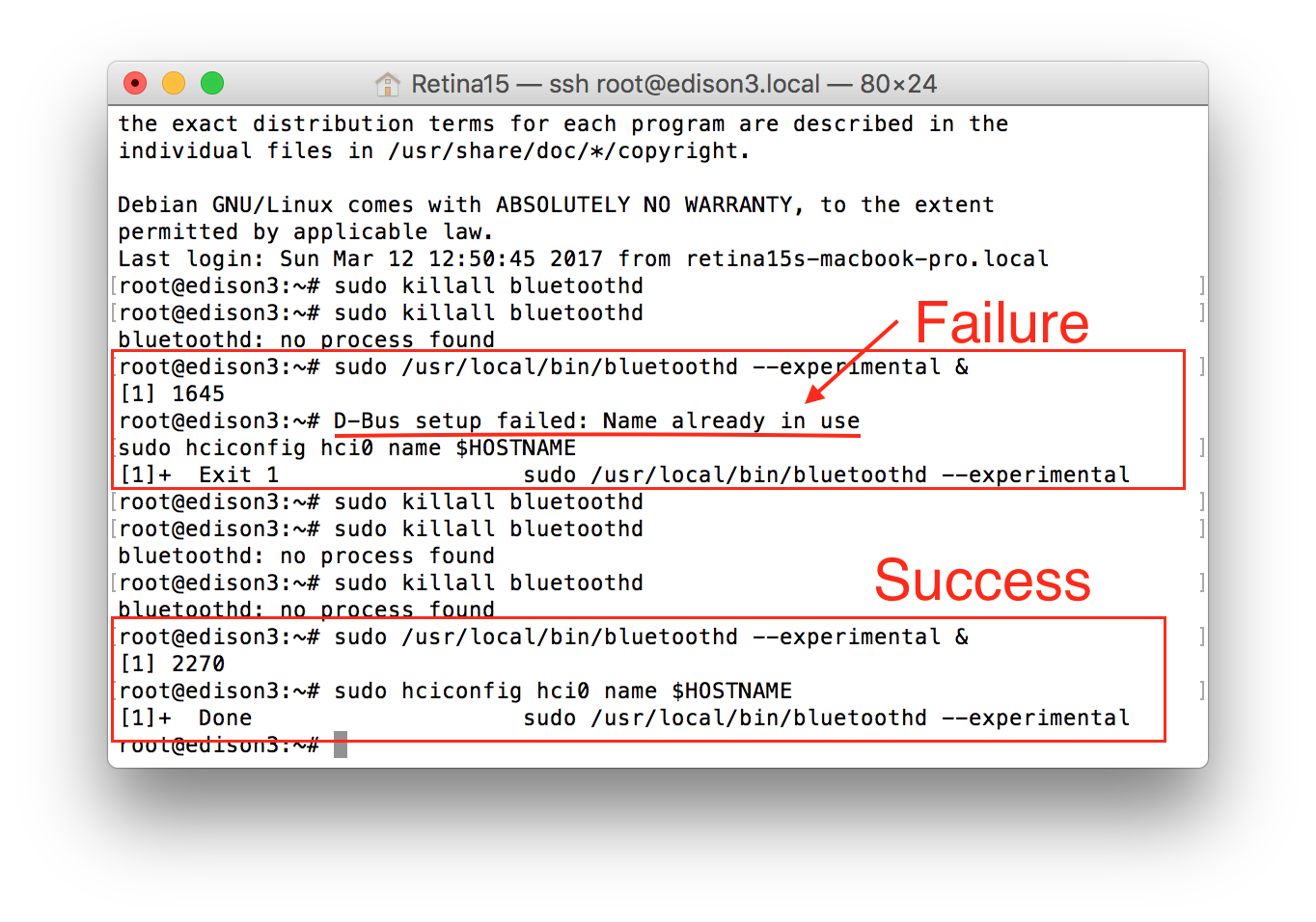 Bluetooth sudo commands