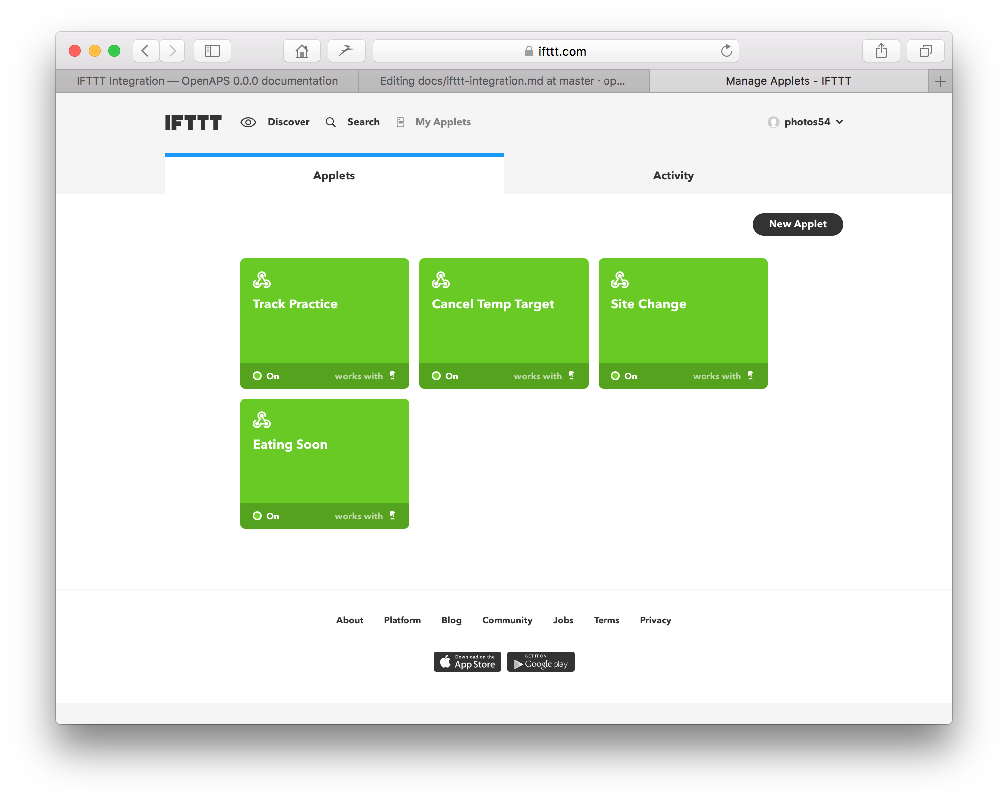 IFTTT applets
