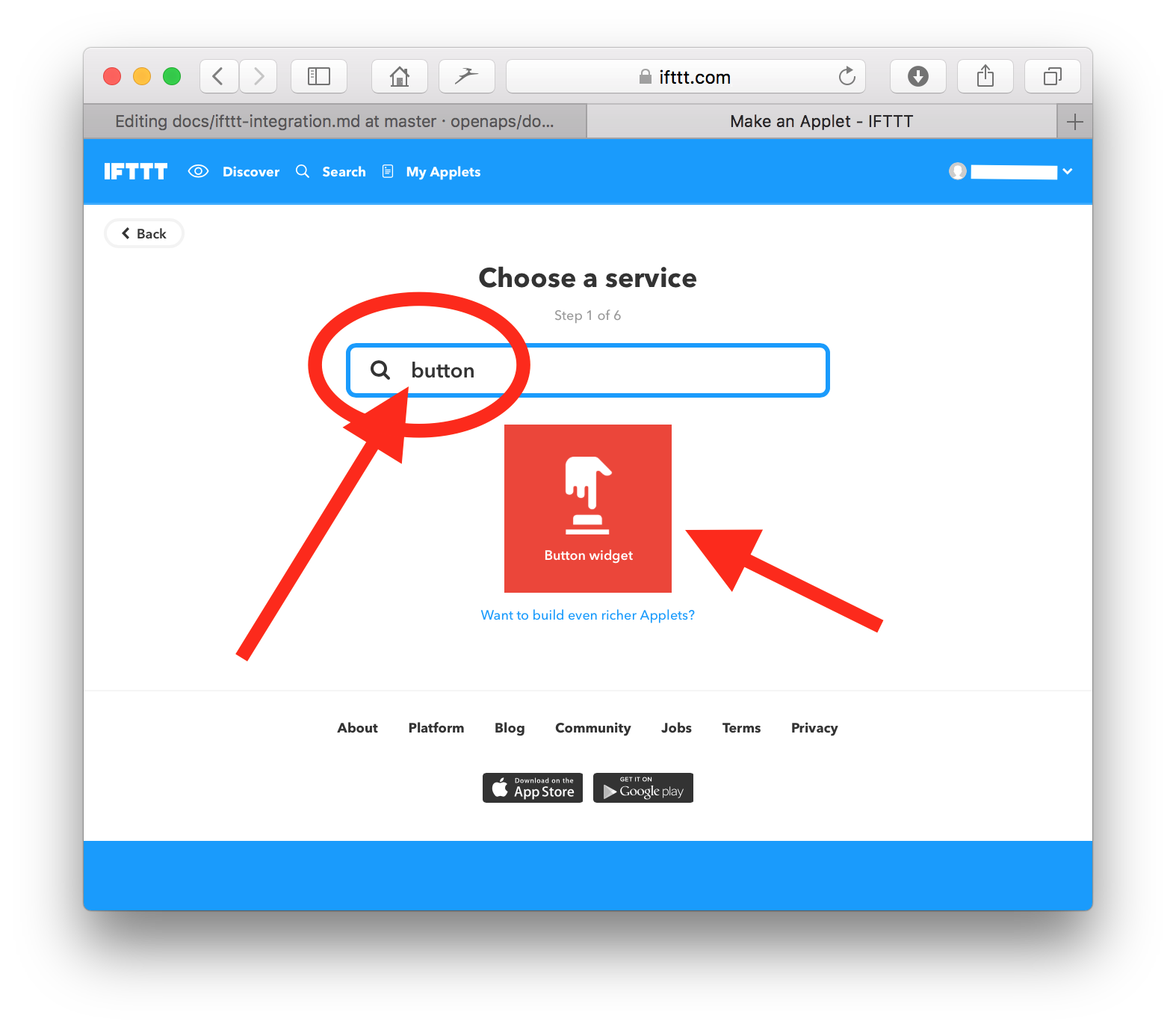 IFTTT button widget