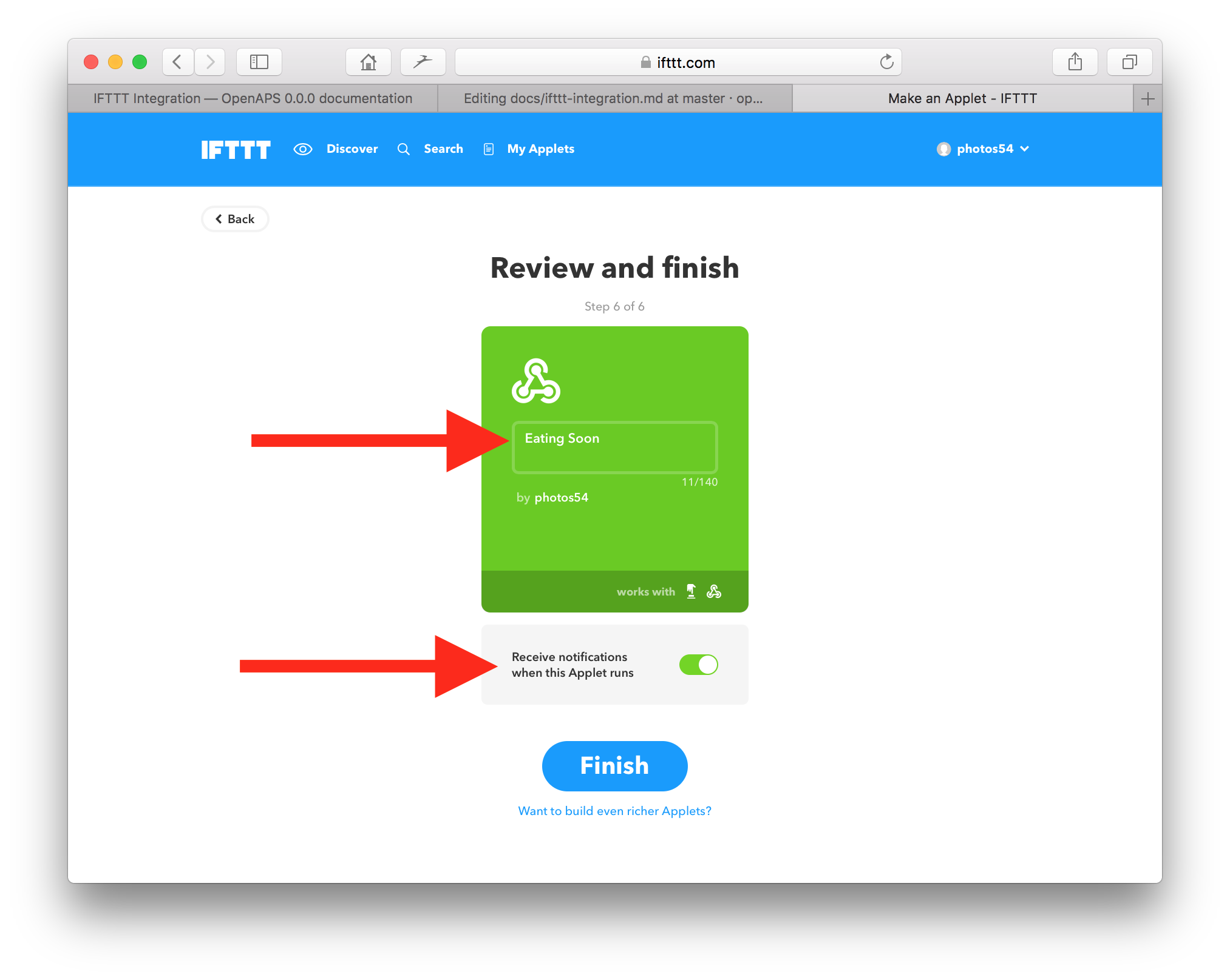 IFTTT finish