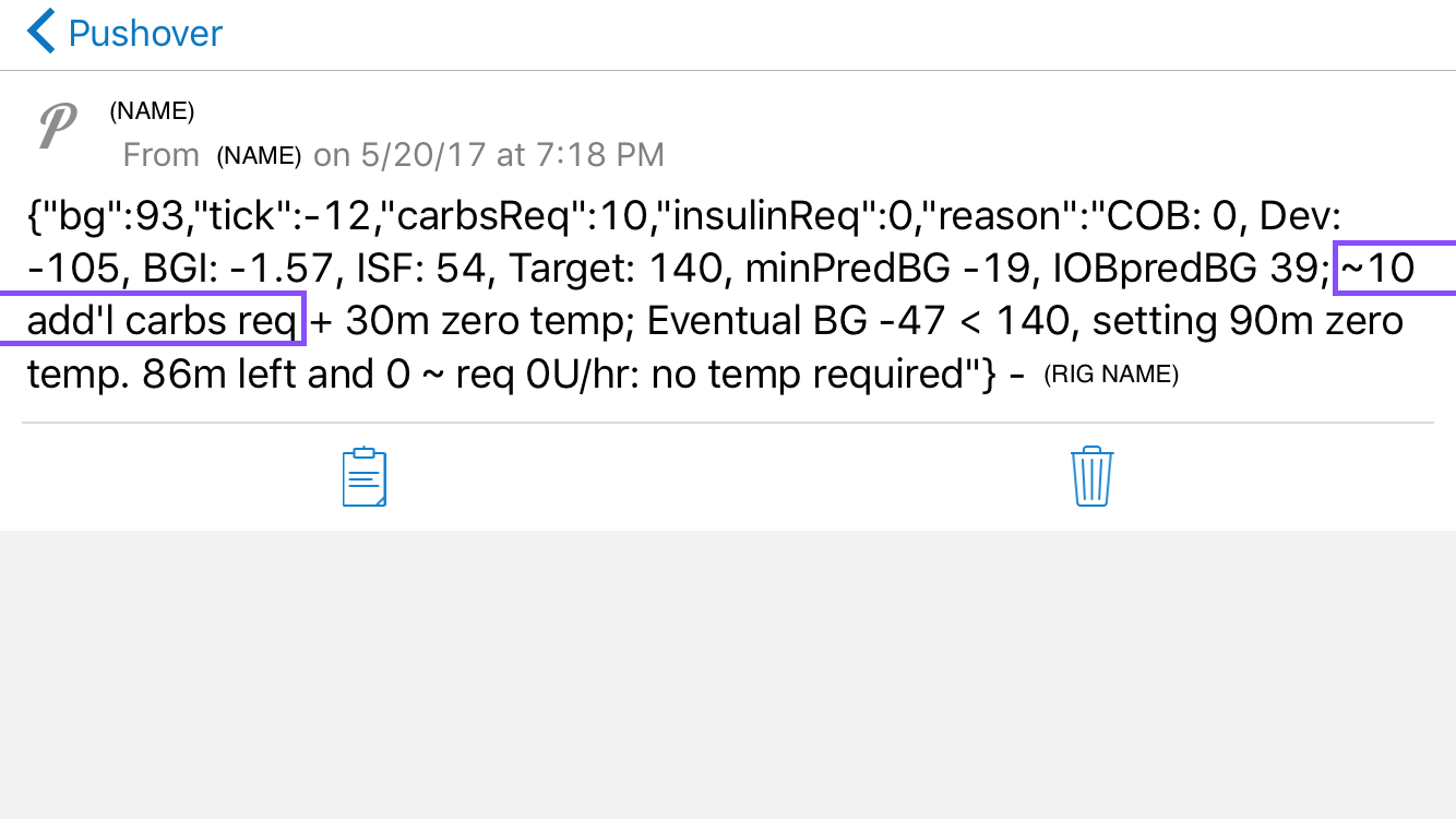 Pushover example of carbs needed