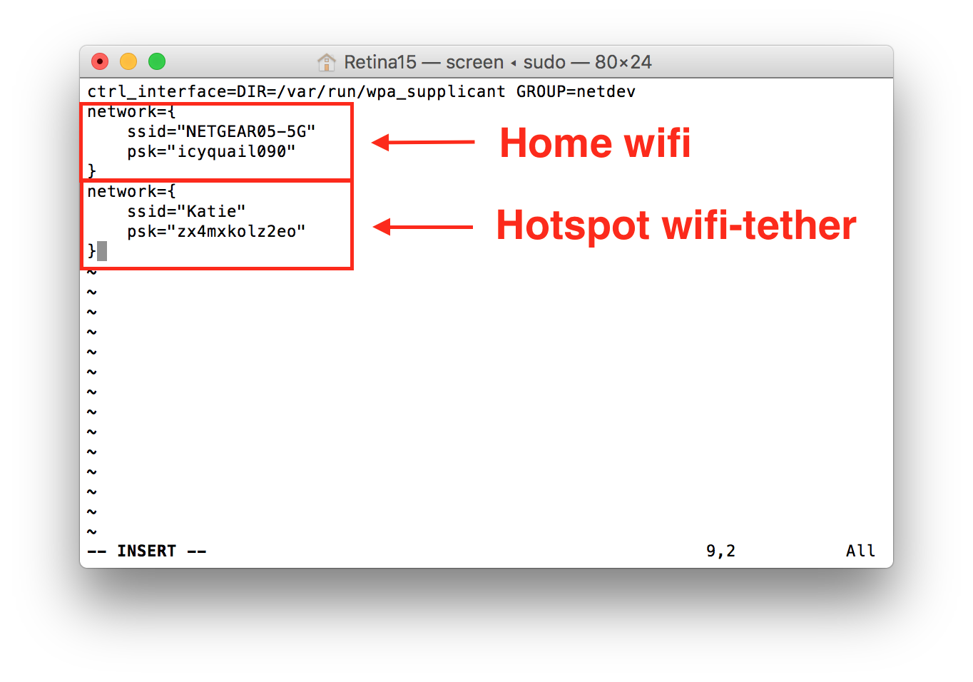 Wifi edit screen