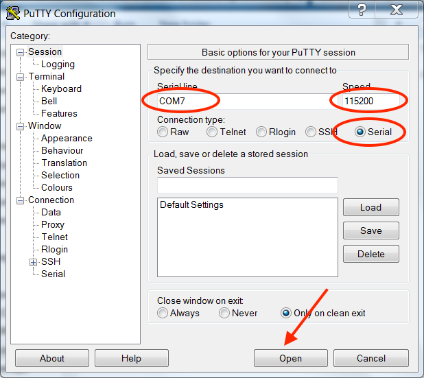Windows serial setup