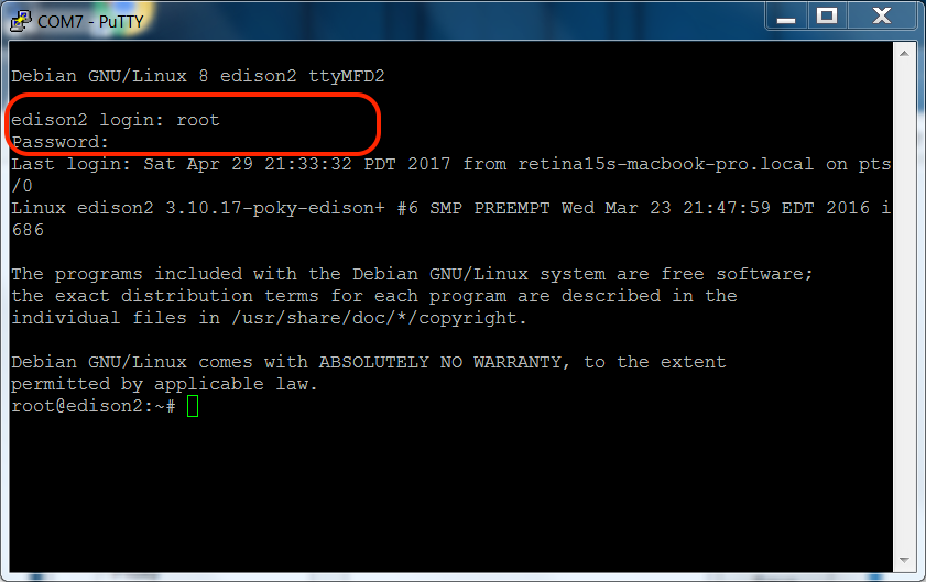 Windows serial login success