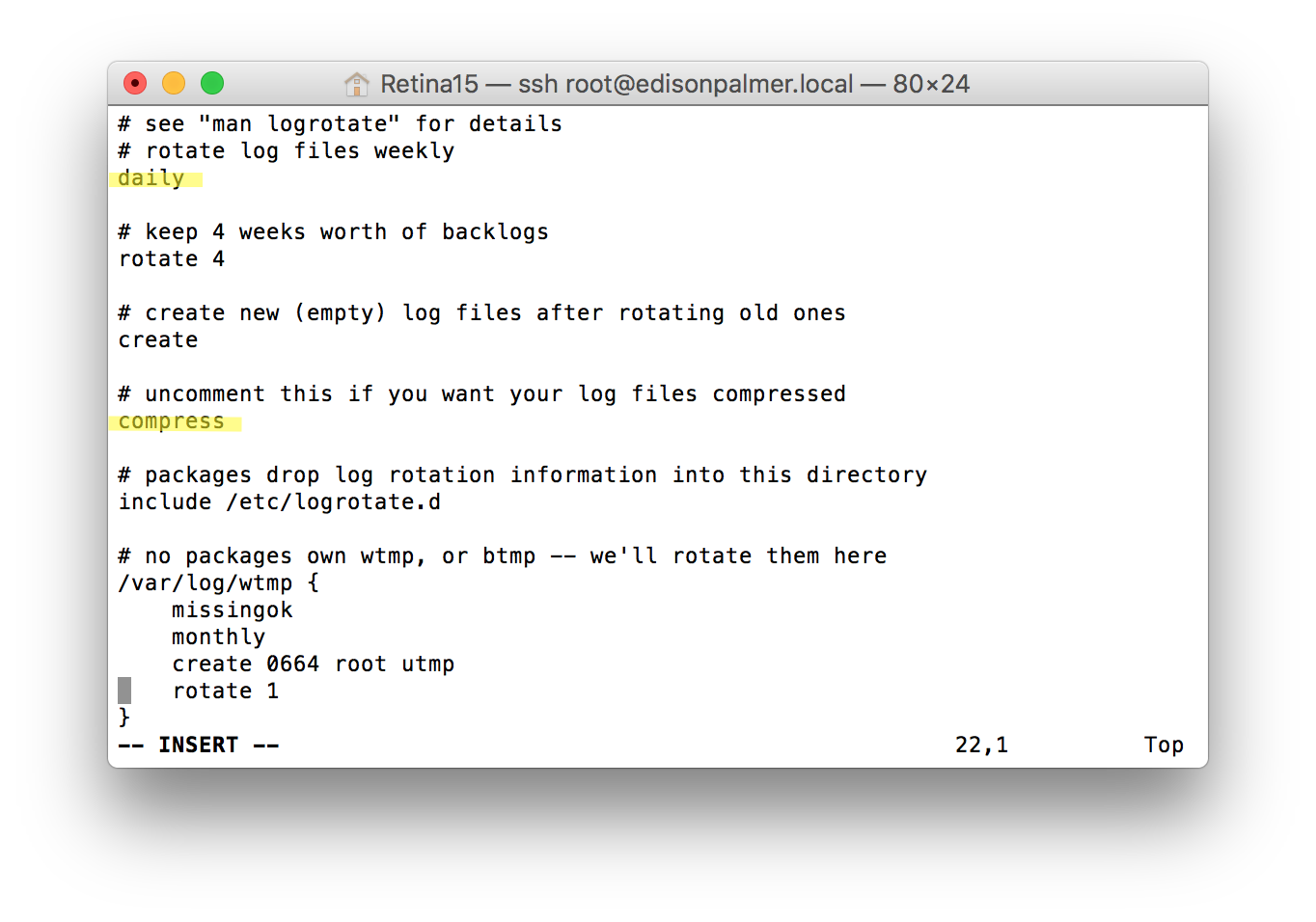 Log rotation examples