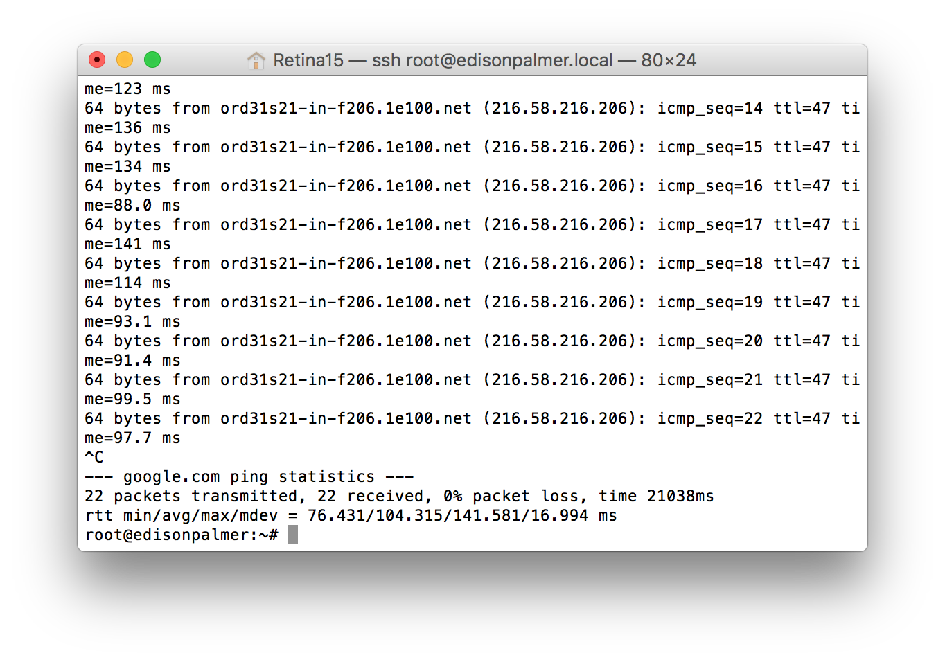 Ping success