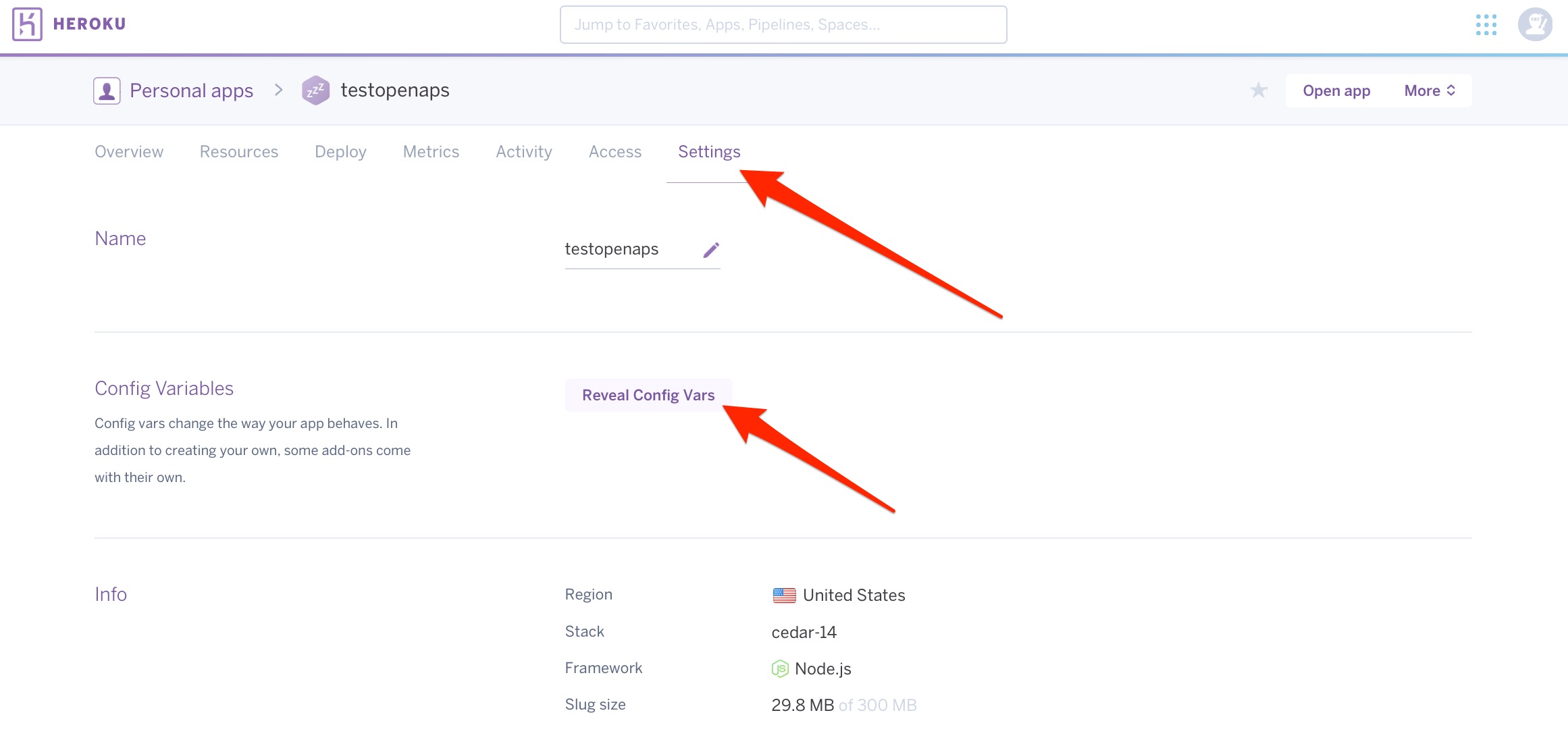 Heroku settings